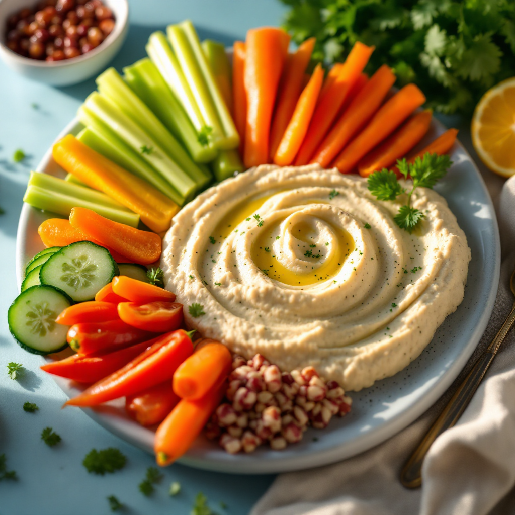 Fresh vegetables and hummus