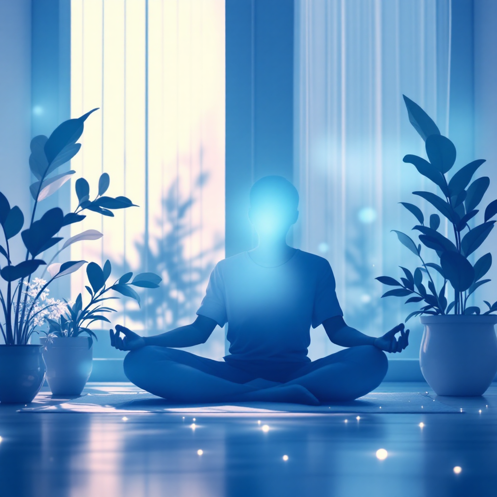 Woman practicing calming breathwork